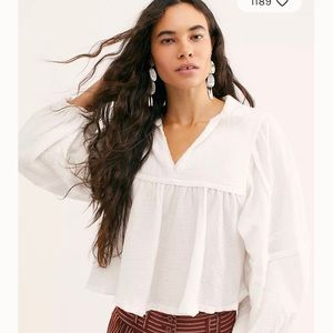 We the Free People Silver Linings beach vacation gauze blouse top shirt